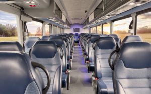 Passenger seat in bus with non-urban view